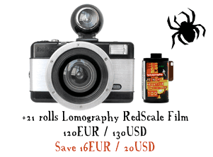 + 21 rolls RedScale Film, 120 EUR / 130 USD - SAVE 16 EUR / 20 USD