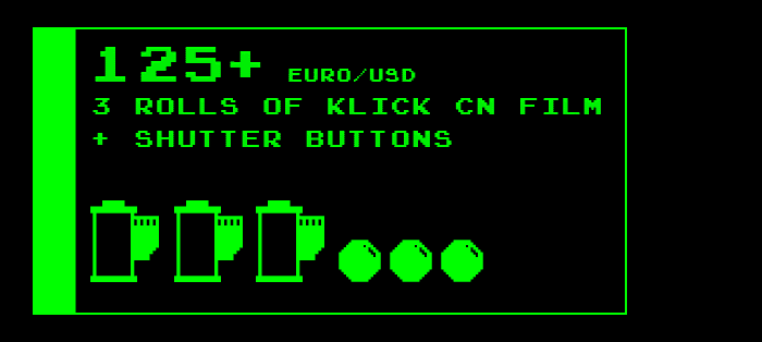 125+ Euro/USD Free 3 rolls of Klick CN Films + Shutter Buttons 