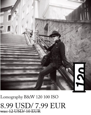 Lomography B&W 120 100 ISO 8.99 USD/ 7.99 EUR  was: 12 USD/ 10 EUR 
