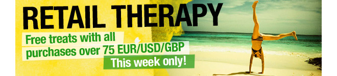 Retail Therapy, free treats with purchases over 75 EUR/USD/GBP