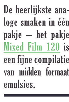 Offering an intense and rewarding blend of analogue flavors, the Mixed Film 120 pack is a luscious fusion of medium format emulsions  