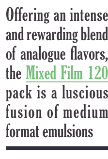 Offering an intense and rewarding blend of analogue flavors, the Mixed Film 120 pack is a luscious fusion of medium format emulsions  