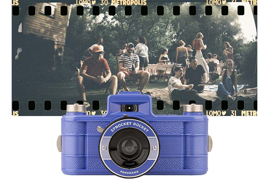 Sprocket Rocket Camera 35 mm Panoramic Camera Baja Blue