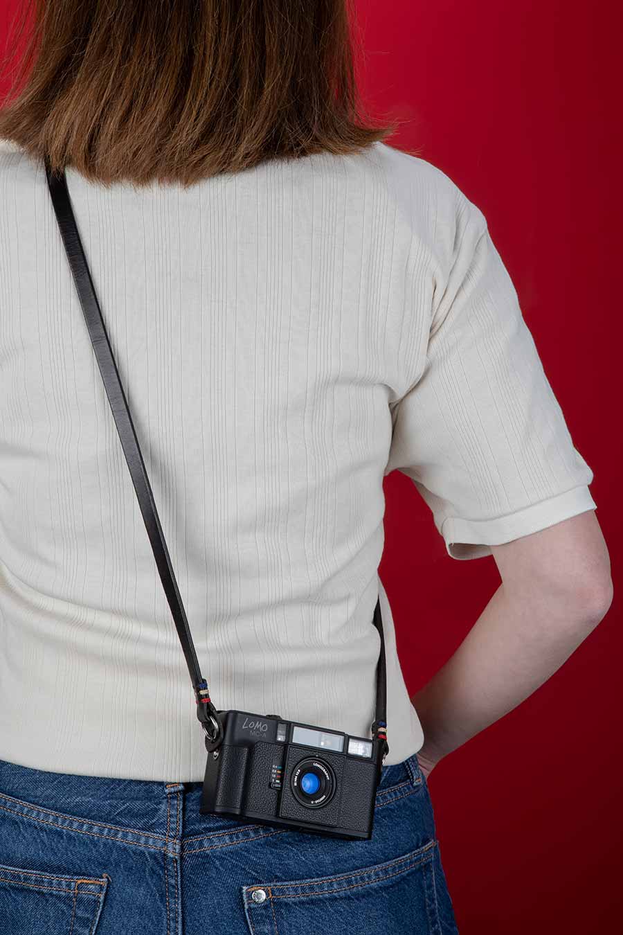 2. LomoExplorer Black Leather Neck Strap
